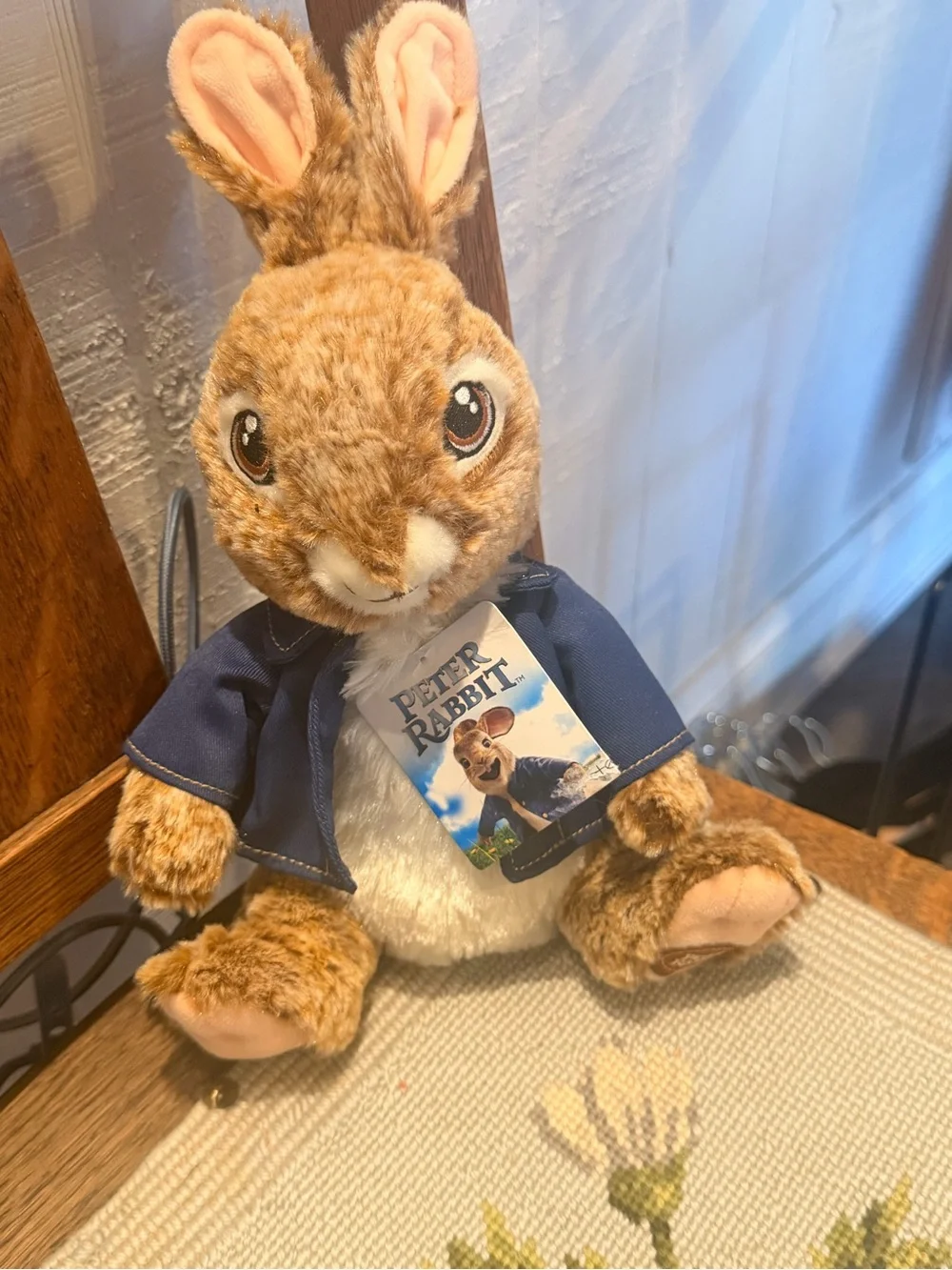 Plush Rabbit Toy - Brown with Navy Jacket